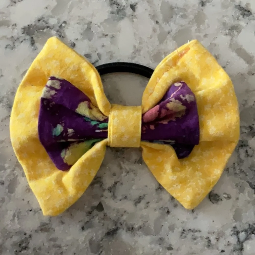 Three Pack of Handmade Patterned Bow Hair Ties